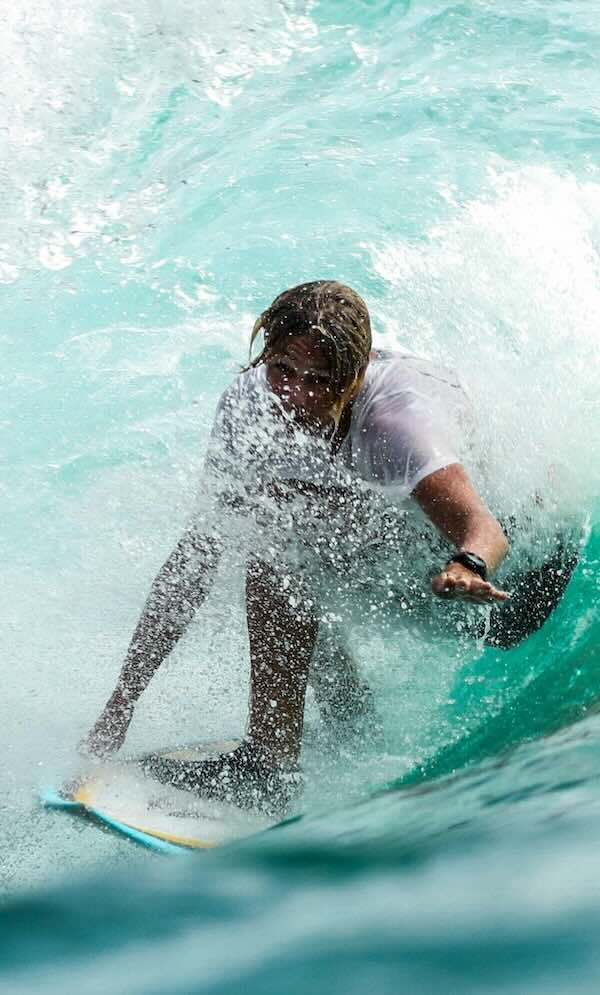 Surfer riding a wave