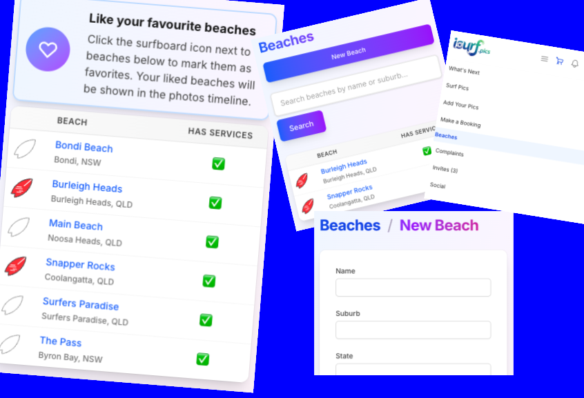 Setting favourite beaches interface
